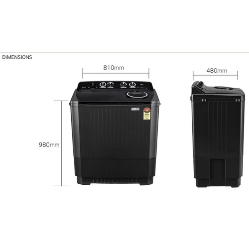 LG 8.5Kg Semi Automatic Top Load Washing Machine Roller Jet Pulsator + Soak Full Black P8535SLMZ.ABLQEIL